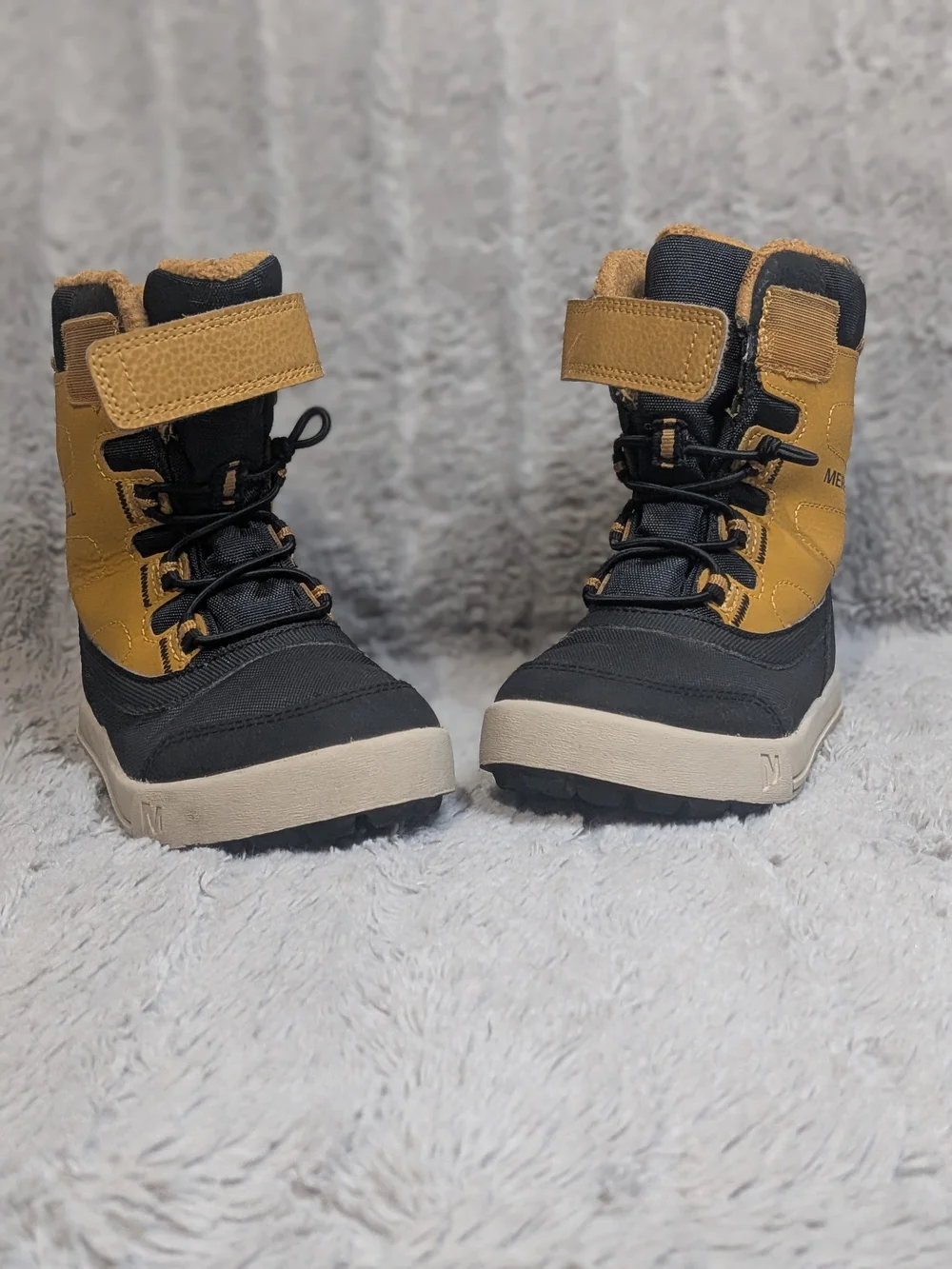 Merrell Kids' Black and Tan Insulated Snow Boots